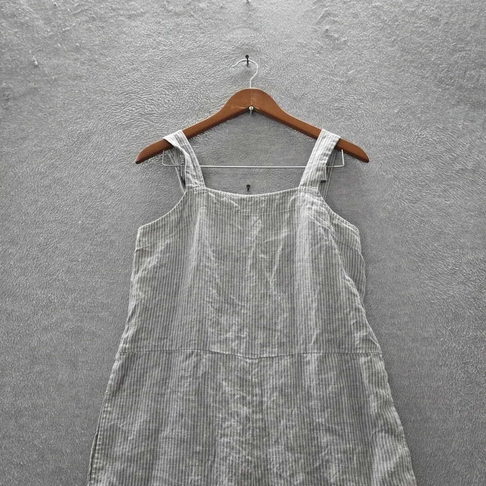 Everlane‎ Women Overall 6 Gray Linen Striped Jumpsuit Coastal Beach 24
